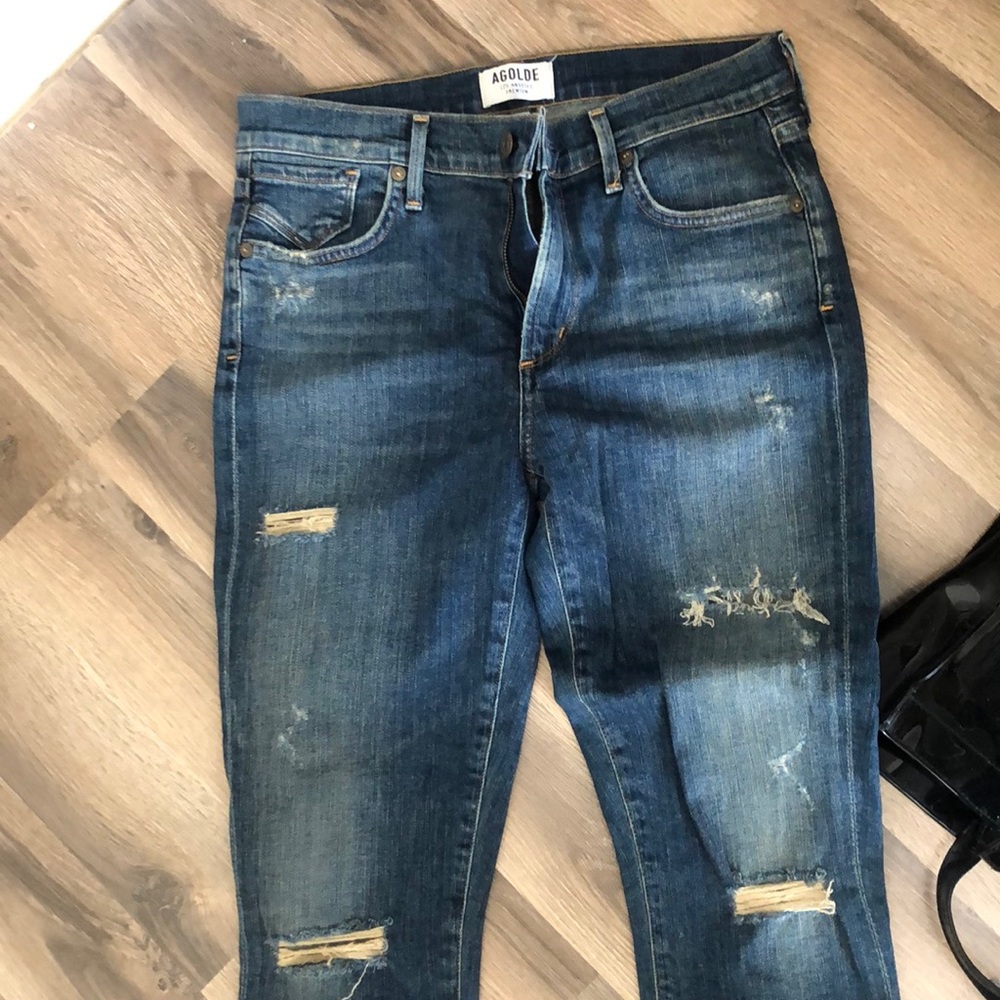 AGOLDE dark wash skinny jeans
